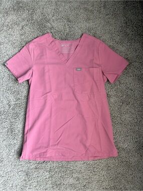 FIGS Chalk Pink Catarina One Pocket Scrub Top